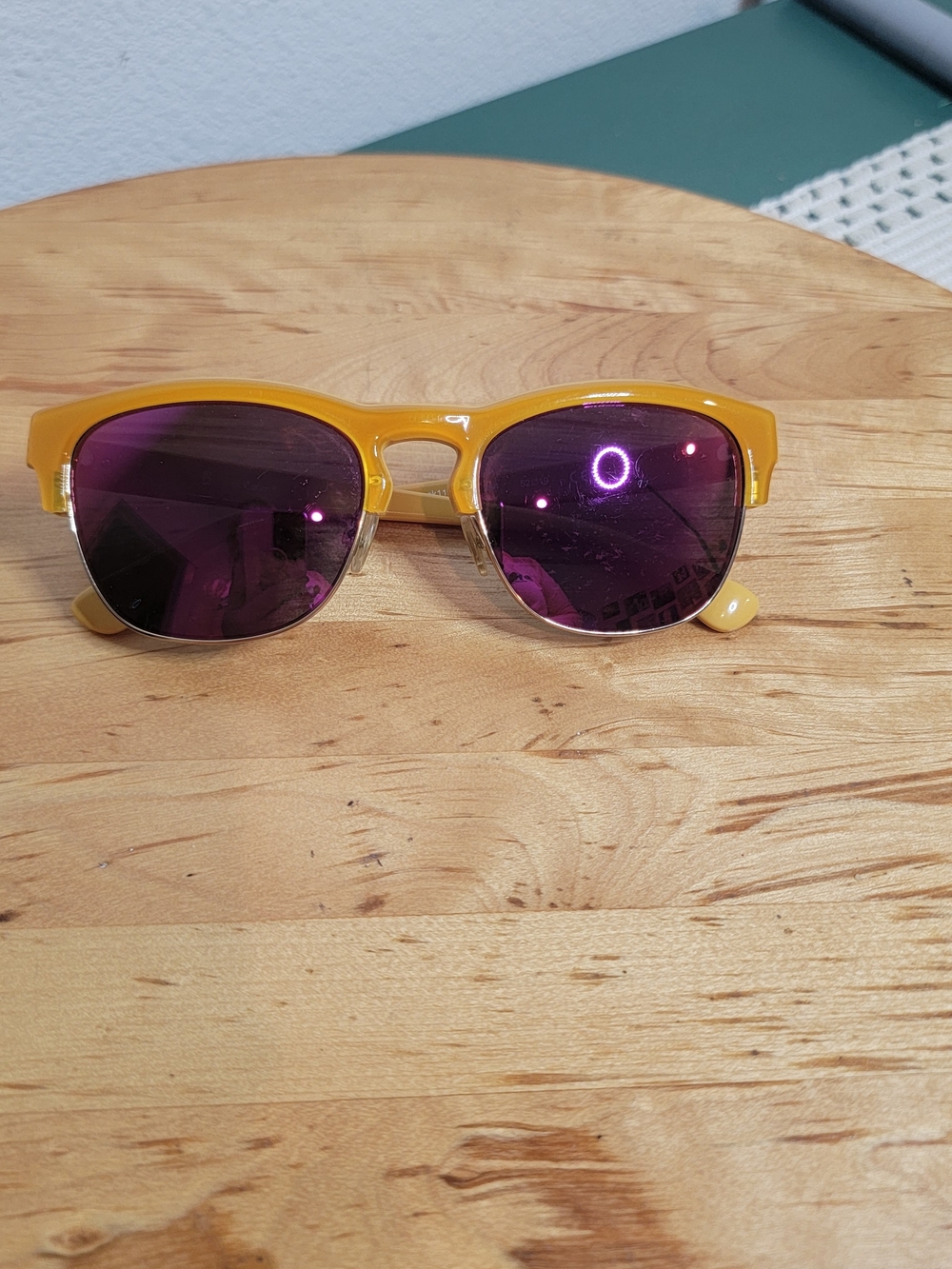 Calvin KLEIN Yellow Sunglasses with Purple Lenses